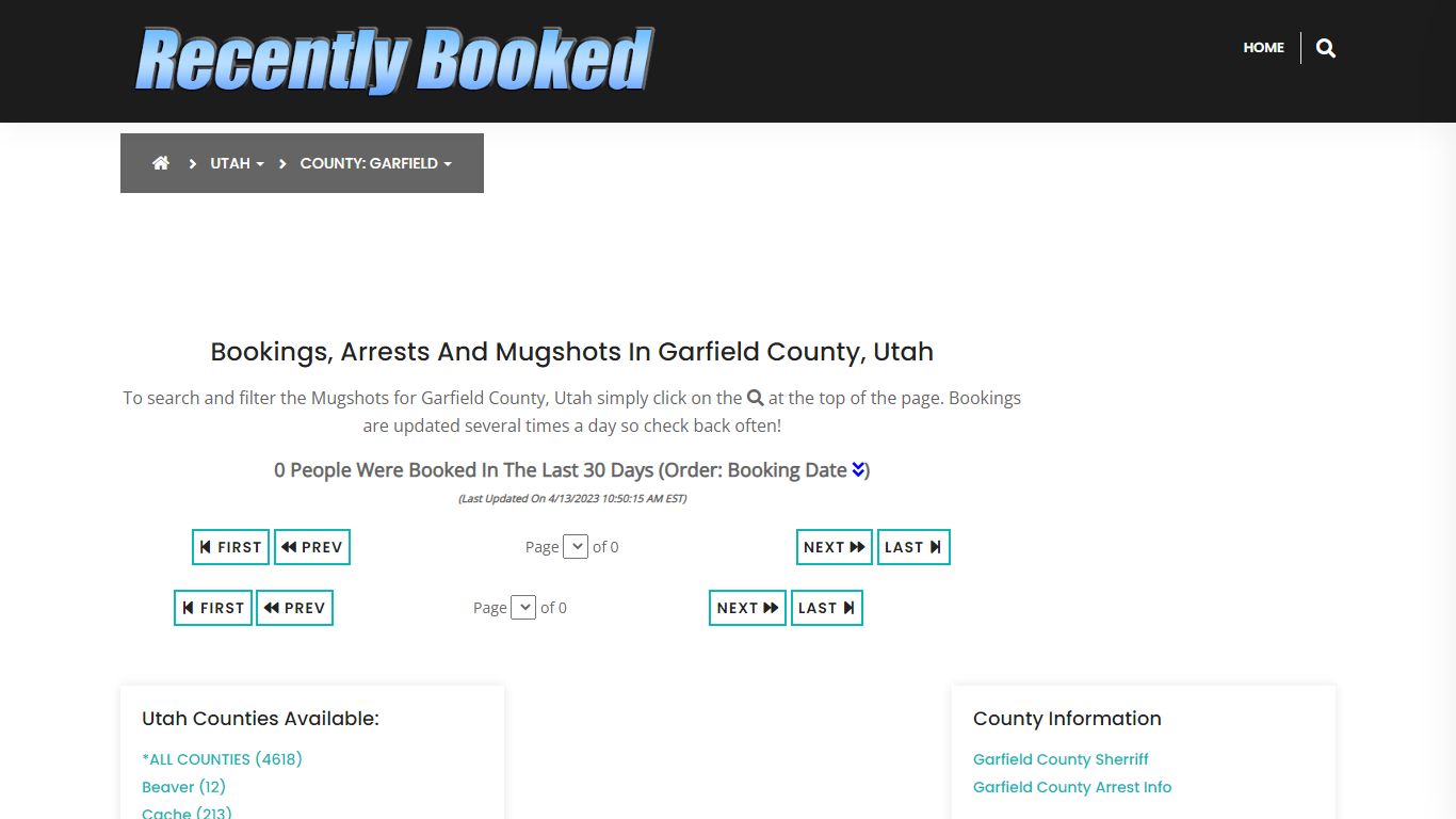 Bookings, Arrests and Mugshots in Garfield County, Utah - Recently Booked