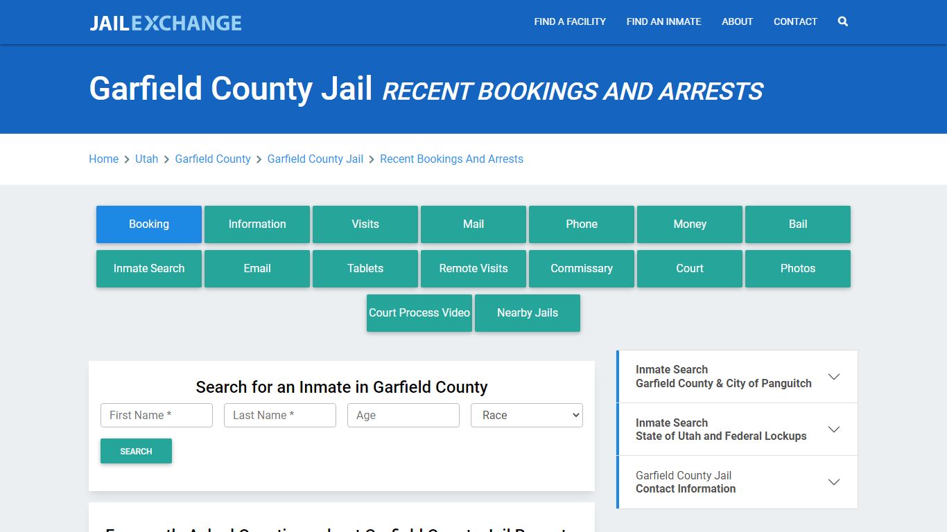 Garfield County Jail Recent Bookings And Arrests - Jail Exchange